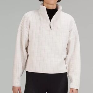 lululemon lab Textured-Grid Fleece Half Zip | Light Ivory | XS/S
